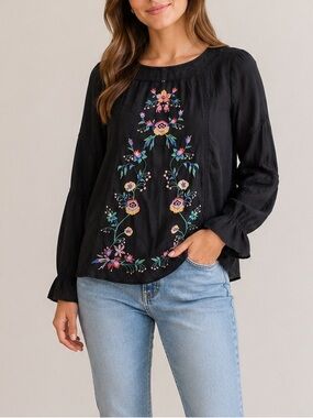 Umgee Embroidered Boho Tunic Blouse
